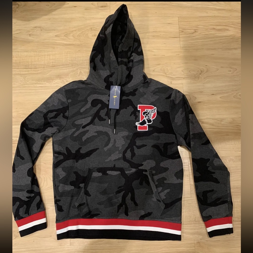 Polo Ralph Lauren Men’s P-Wing Stadium Camo Black Pullover Hoodie NWT Medium